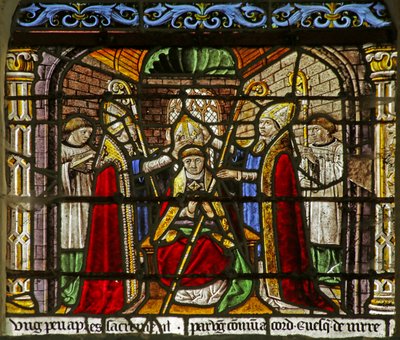 Vetrata raffigurante San Nicola che diventa Vescovo di Myra da French School